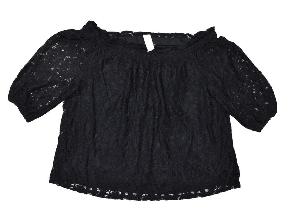 Lane Bryant Black Lace Off Shoulder Top Blouse Plus Size 26/28 Nylon NEW